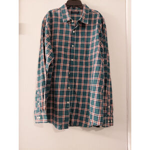 Mens Denm & Flower Button Down Shirt Long Sleeve Size XL Slim Fit Green Plaid